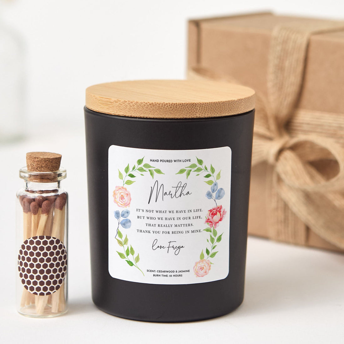 Thank You Friend Gift | Personalized Soy Wax Candle with Gift Box, Cozy Fragrance & Appreciation Message