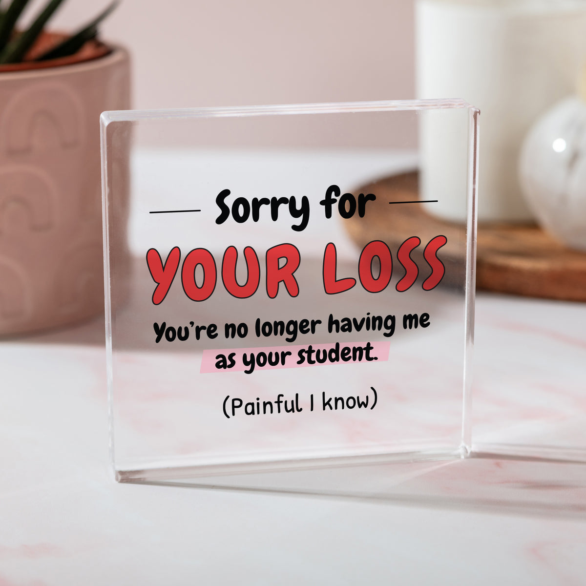 Funny Teacher Graduation Gift, Sorry for Your Loss Acrylic Plaque, Student Leaving School Appreciation Keepsake