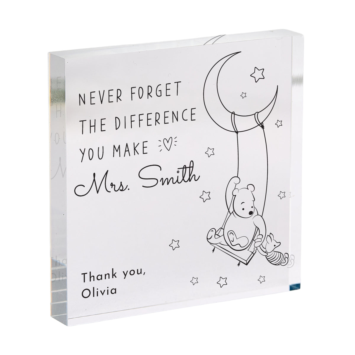 Thank You Gift for Teacher, Personalized Acrylic Plaque, Never Forget the Difference You Make, Moon and Stars Keepsake