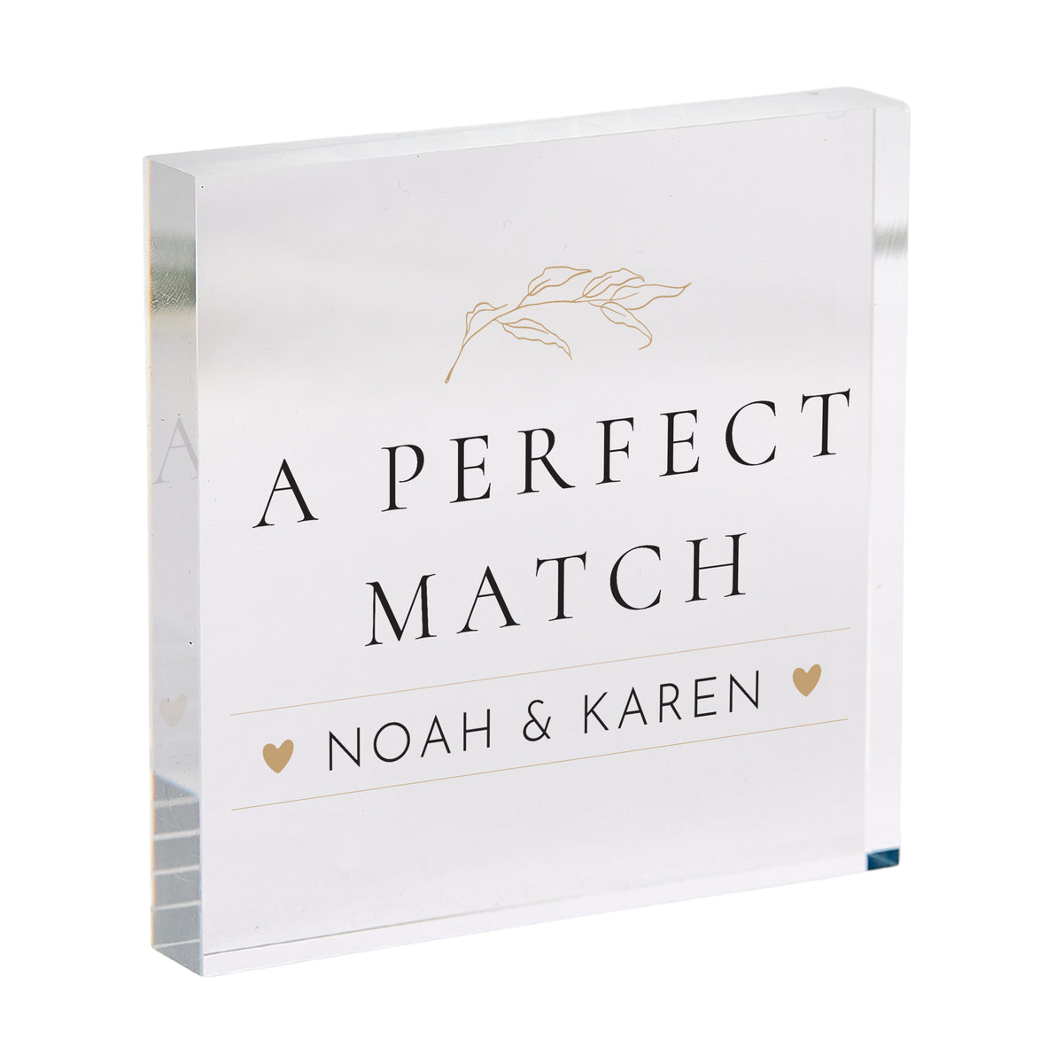 Personalized Couple Gift, A Perfect Match Acrylic Plaque, Romantic Name Keepsake for Wedding, Anniversary or Engagement