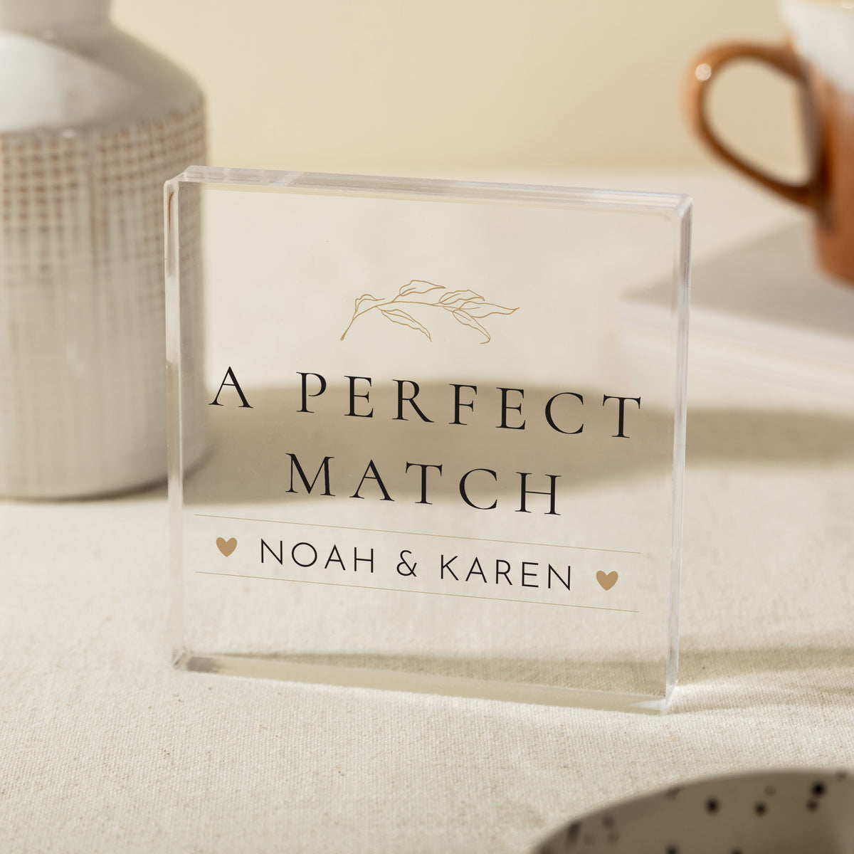 Personalized Couple Gift, A Perfect Match Acrylic Plaque, Romantic Name Keepsake for Wedding, Anniversary or Engagement