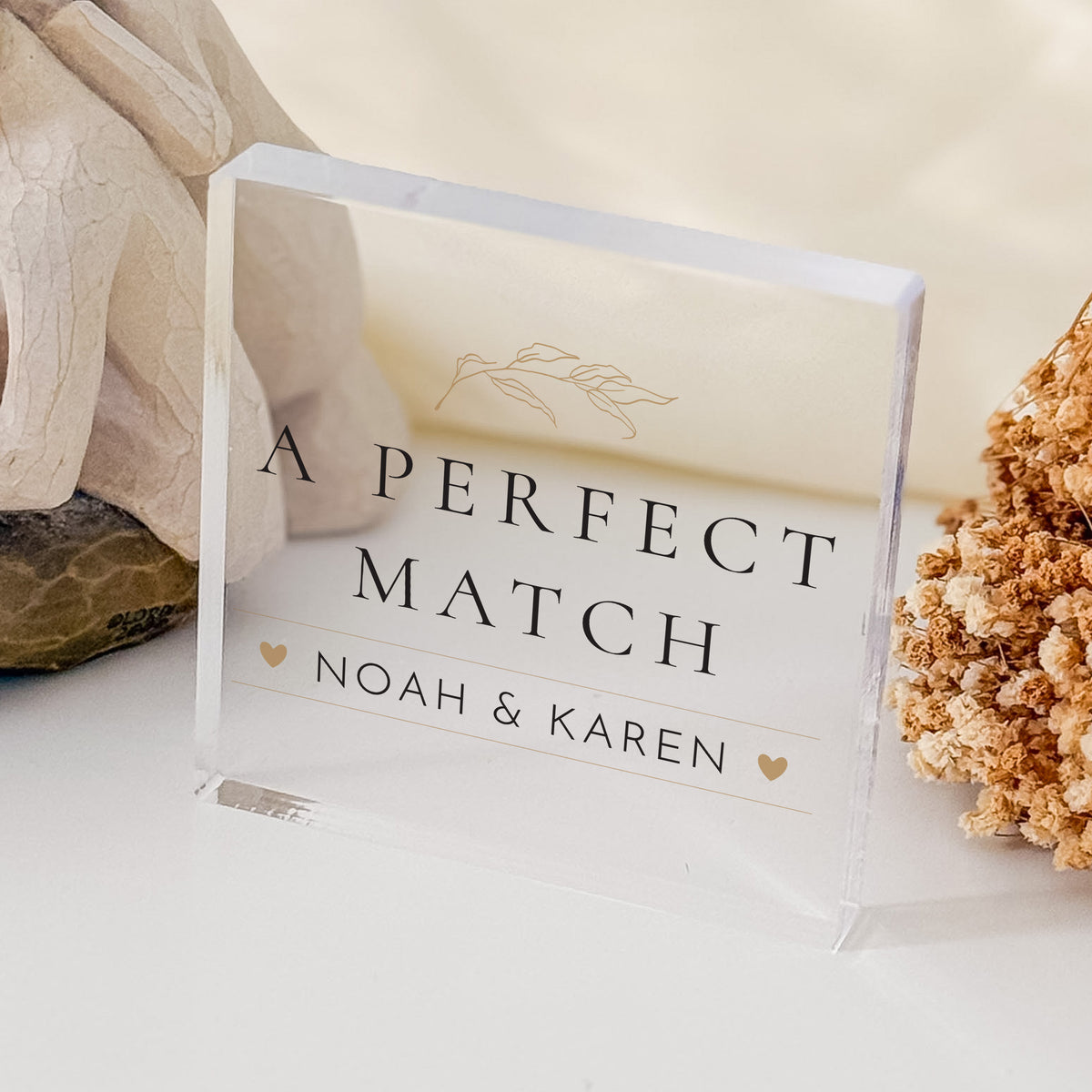 Personalized Couple Gift, A Perfect Match Acrylic Plaque, Romantic Name Keepsake for Wedding, Anniversary or Engagement