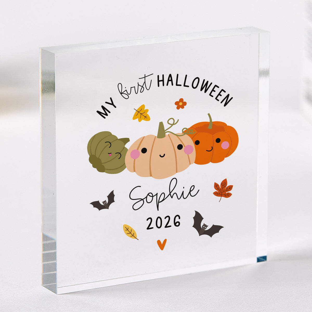 Personalized First Halloween 2026 Acrylic Plaque, Cute Pumpkin Keepsake for Baby, Autumn Nursery Decor
