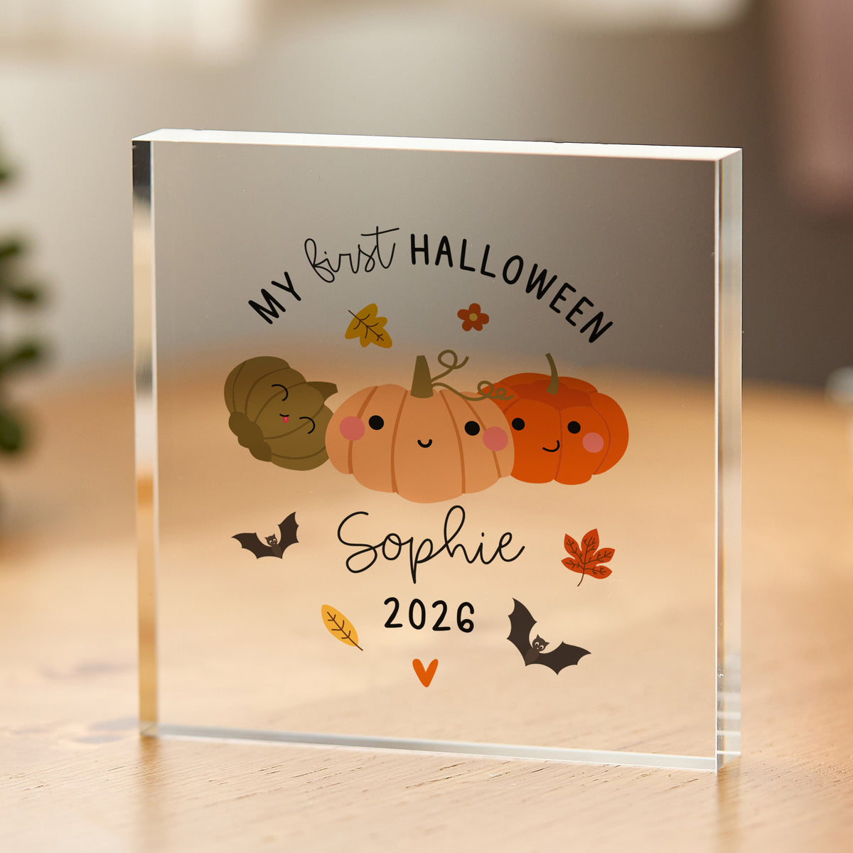 Personalized First Halloween 2026 Acrylic Plaque, Cute Pumpkin Keepsake for Baby, Autumn Nursery Decor