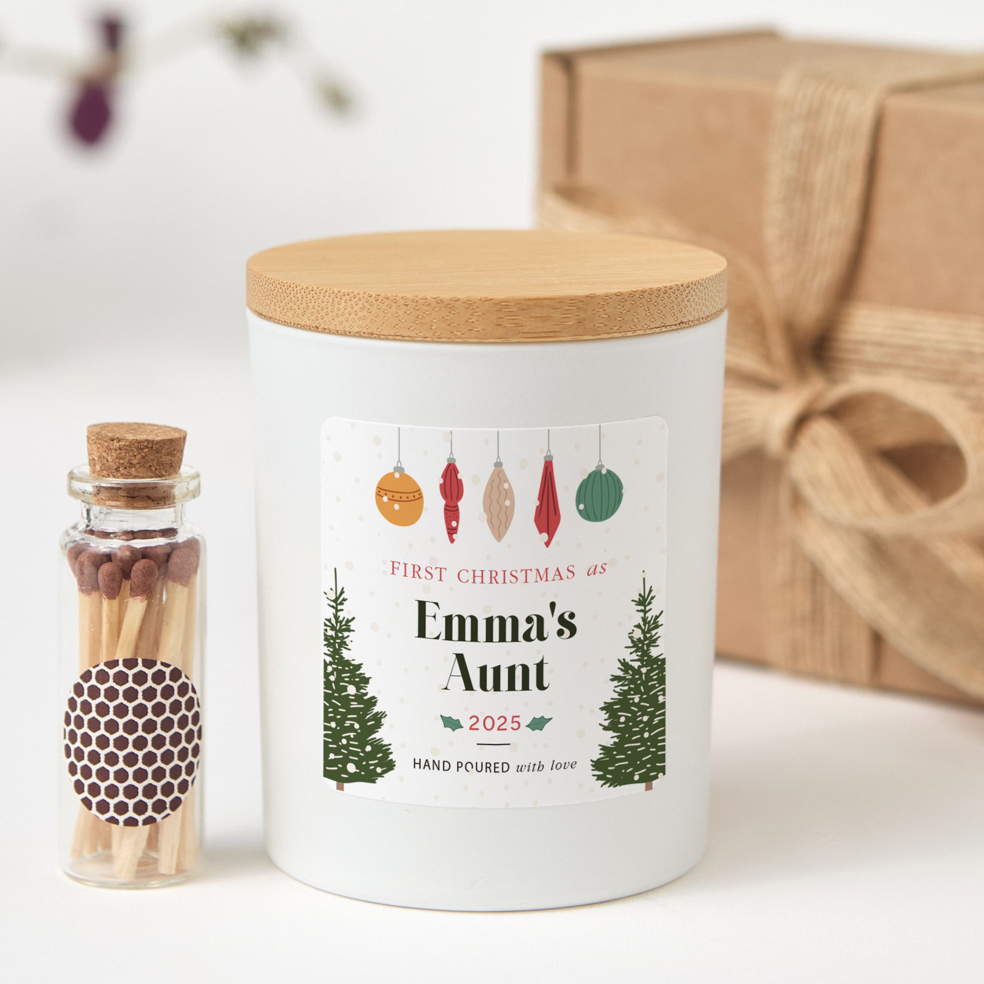 First Christmas as Grandparents Candle | Personalized Holiday Soy Wax Candle Gift | Custom Xmas Gift for Aunt Uncle