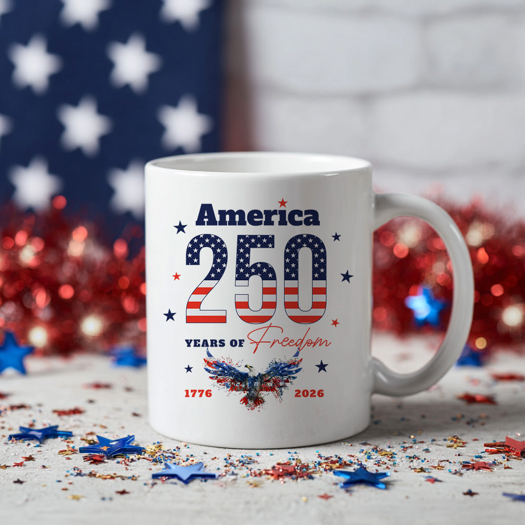 America 250th Anniversary Mug, Patriotic 1776 2026 Gift for Fourth of July, USA Freedom Coffee Cup Keepsake