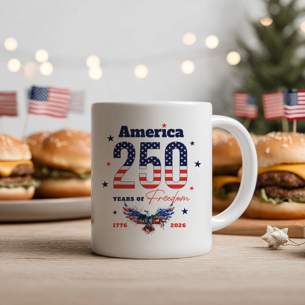 America 250th Anniversary Mug, Patriotic 1776 2026 Gift for Fourth of July, USA Freedom Coffee Cup Keepsake