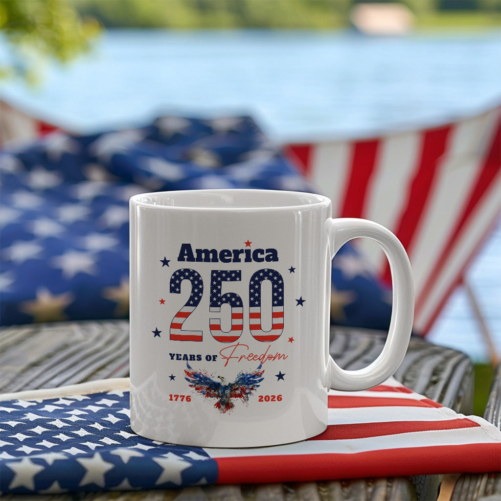 America 250th Anniversary Mug, Patriotic 1776 2026 Gift for Fourth of July, USA Freedom Coffee Cup Keepsake