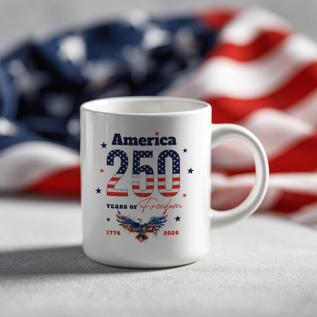 America 250th Anniversary Mug, Patriotic 1776 2026 Gift for Fourth of July, USA Freedom Coffee Cup Keepsake
