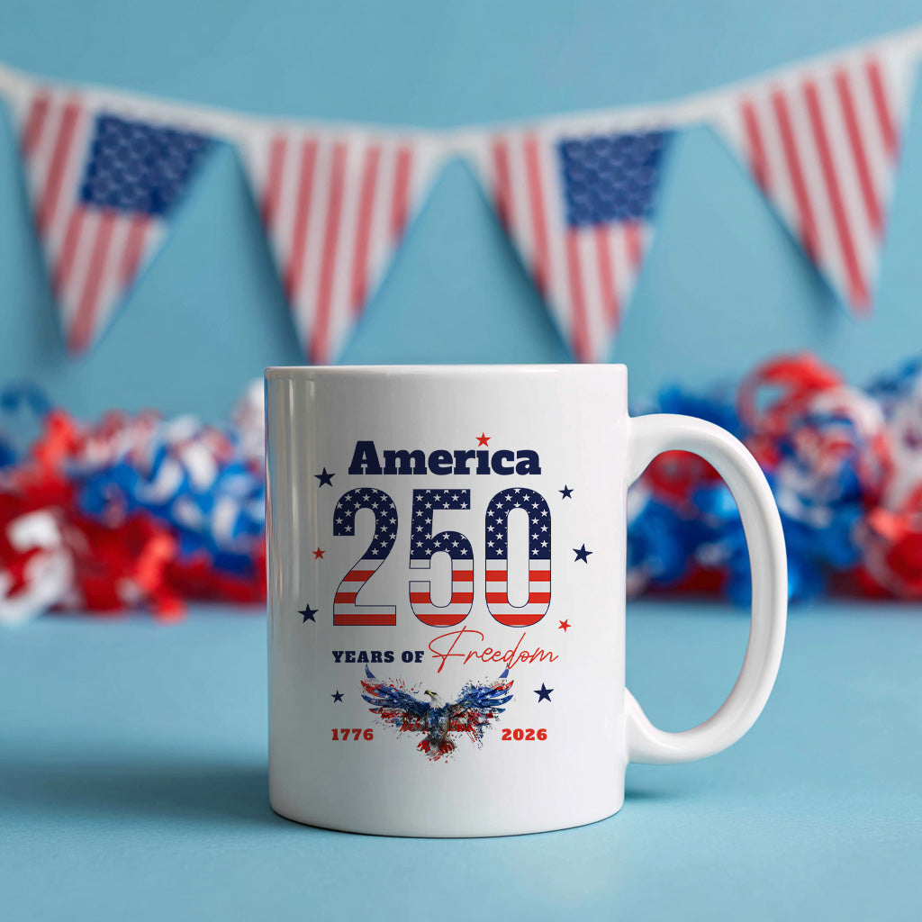 America 250th Anniversary Mug, Patriotic 1776 2026 Gift for Fourth of July, USA Freedom Coffee Cup Keepsake