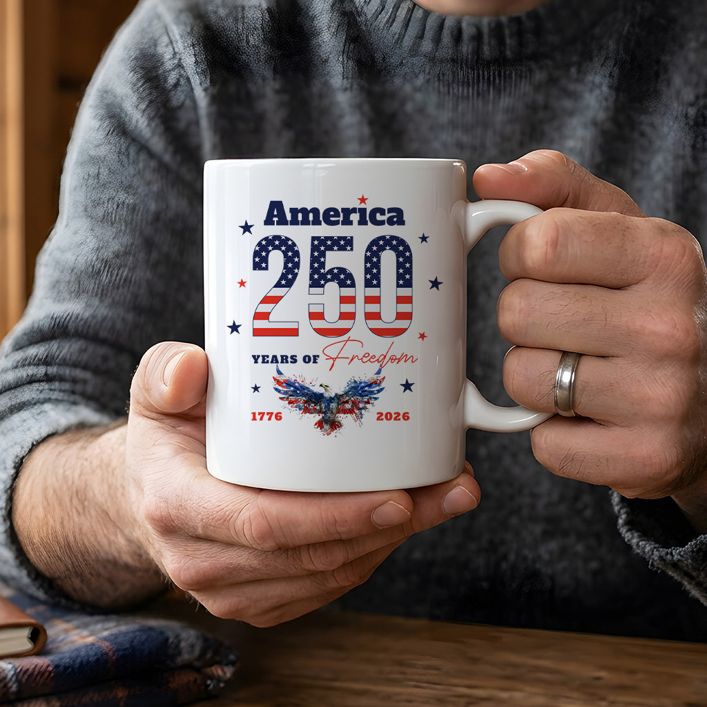 America 250th Anniversary Mug, Patriotic 1776 2026 Gift for Fourth of July, USA Freedom Coffee Cup Keepsake
