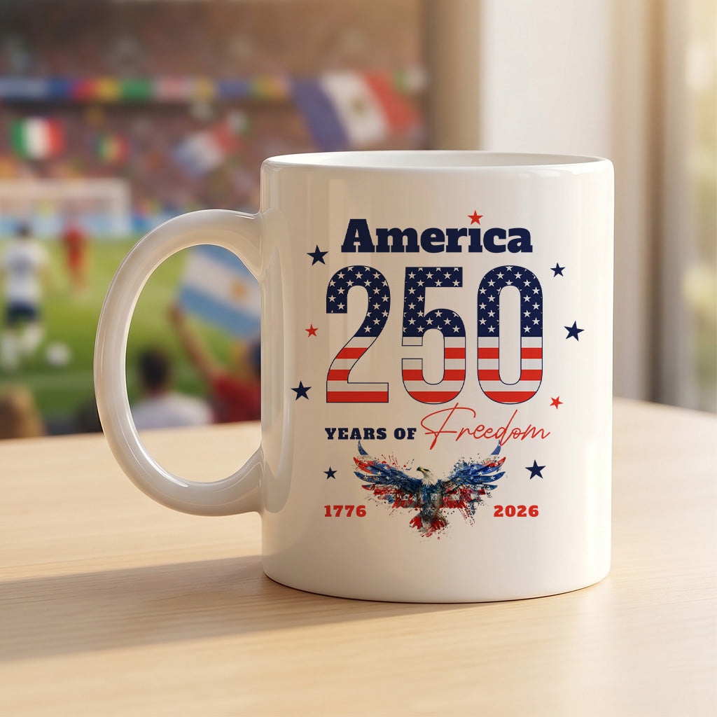 America 250th Anniversary Mug, Patriotic 1776 2026 Gift for Fourth of July, USA Freedom Coffee Cup Keepsake