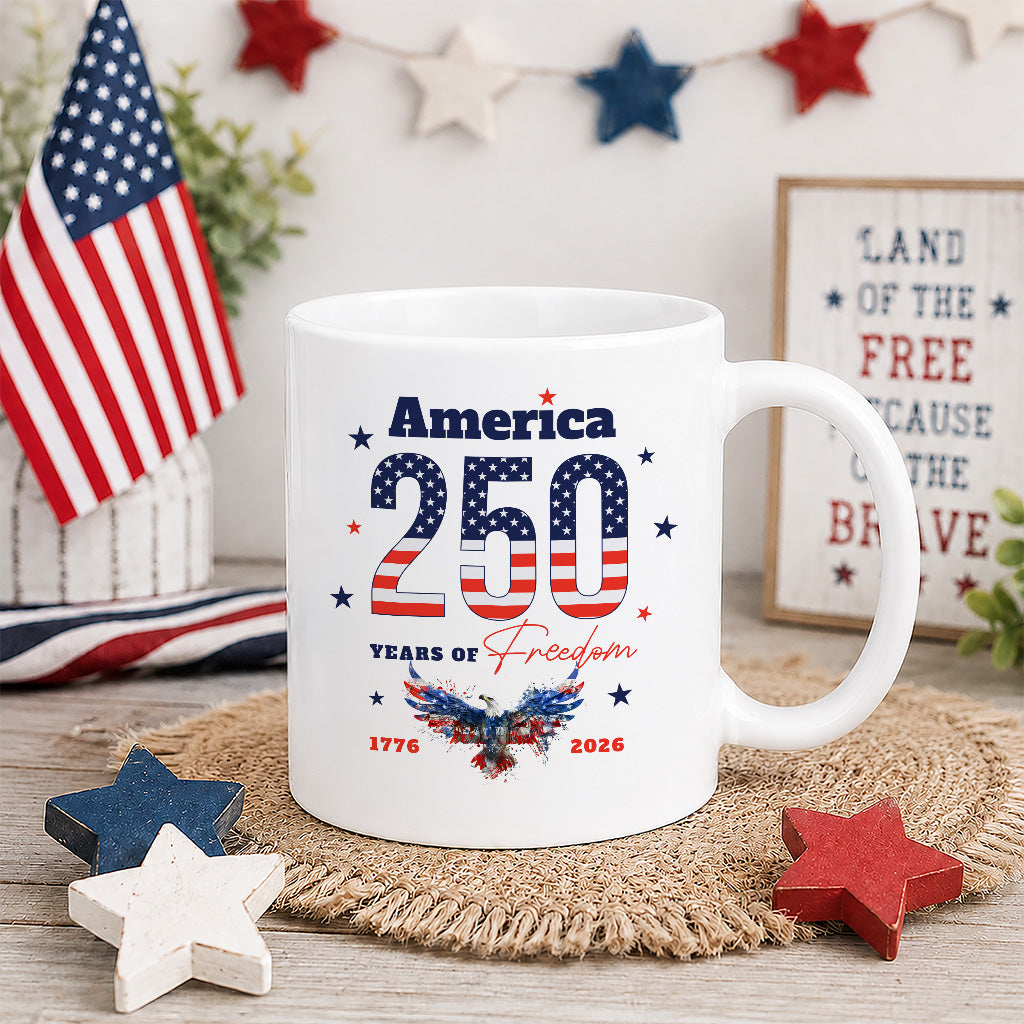 America 250th Anniversary Mug, Patriotic 1776 2026 Gift for Fourth of July, USA Freedom Coffee Cup Keepsake