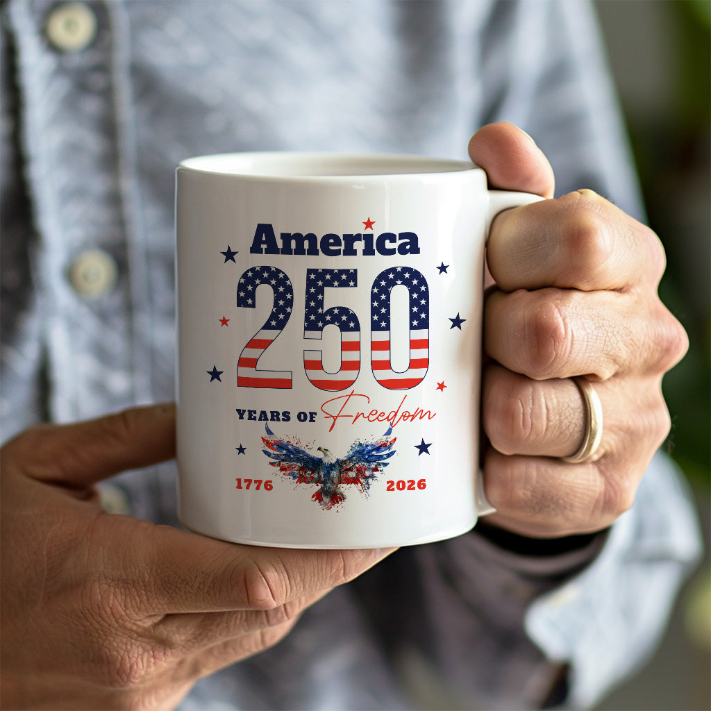 America 250th Anniversary Mug, Patriotic 1776 2026 Gift for Fourth of July, USA Freedom Coffee Cup Keepsake