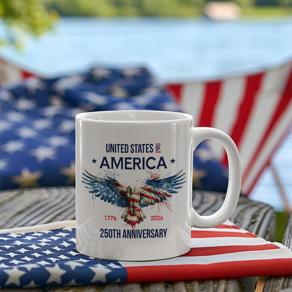 United States 250th Anniversary Mug, Patriotic Eagle Coffee Cup for America Freedom Celebration, USA Keepsake Gift