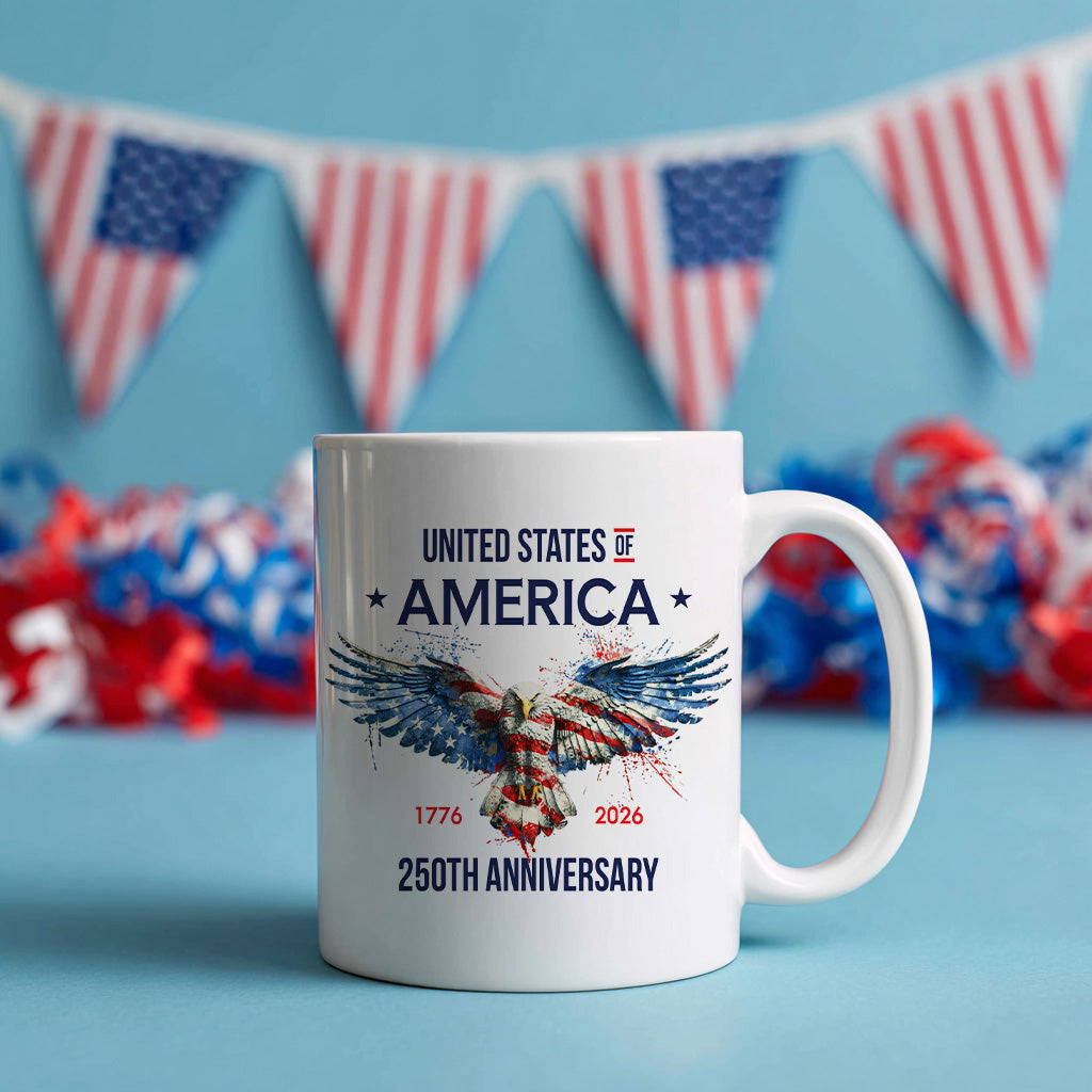 United States 250th Anniversary Mug, Patriotic Eagle Coffee Cup for America Freedom Celebration, USA Keepsake Gift