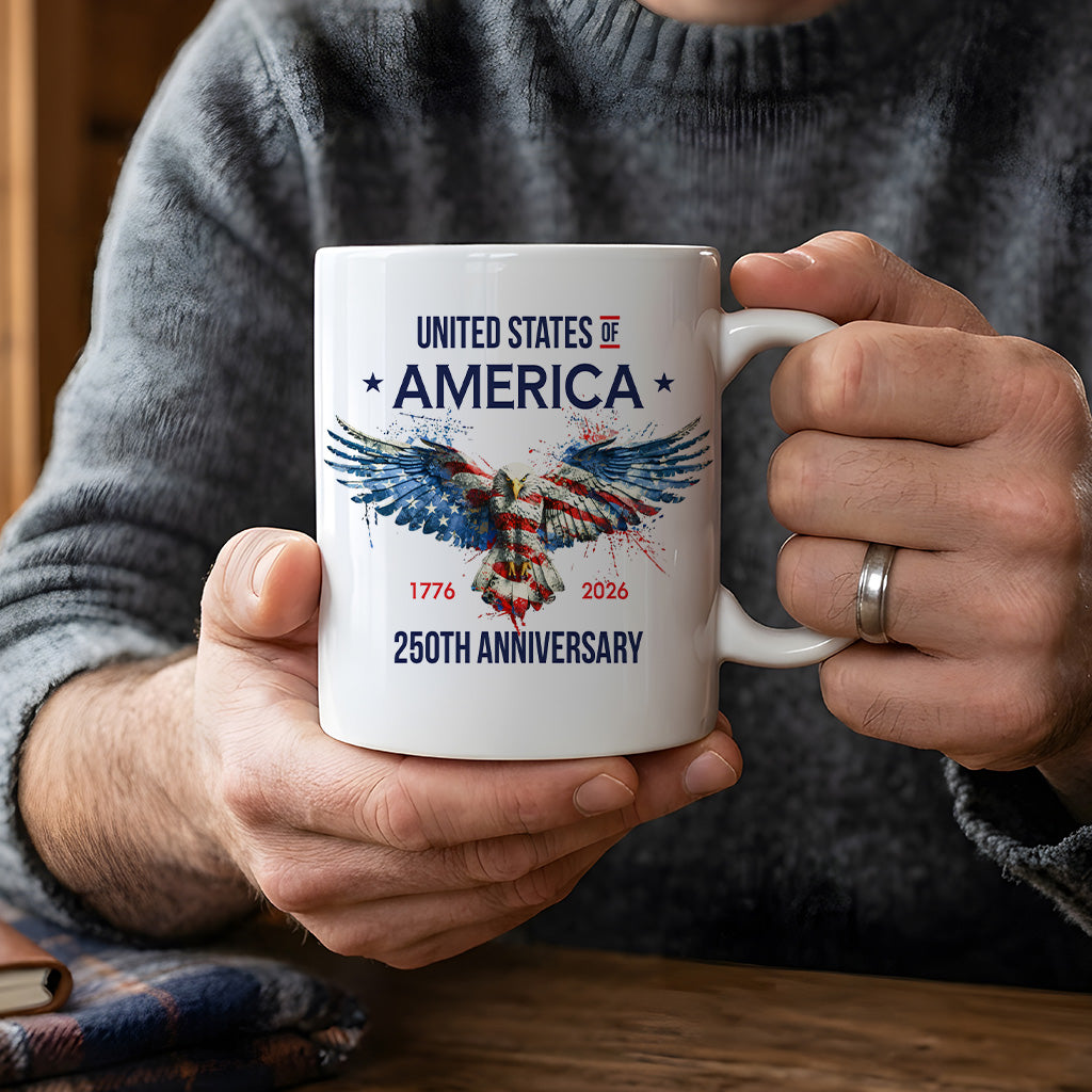 United States 250th Anniversary Mug, Patriotic Eagle Coffee Cup for America Freedom Celebration, USA Keepsake Gift