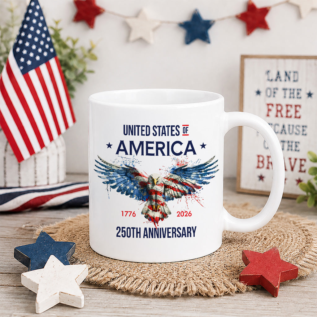 United States 250th Anniversary Mug, Patriotic Eagle Coffee Cup for America Freedom Celebration, USA Keepsake Gift