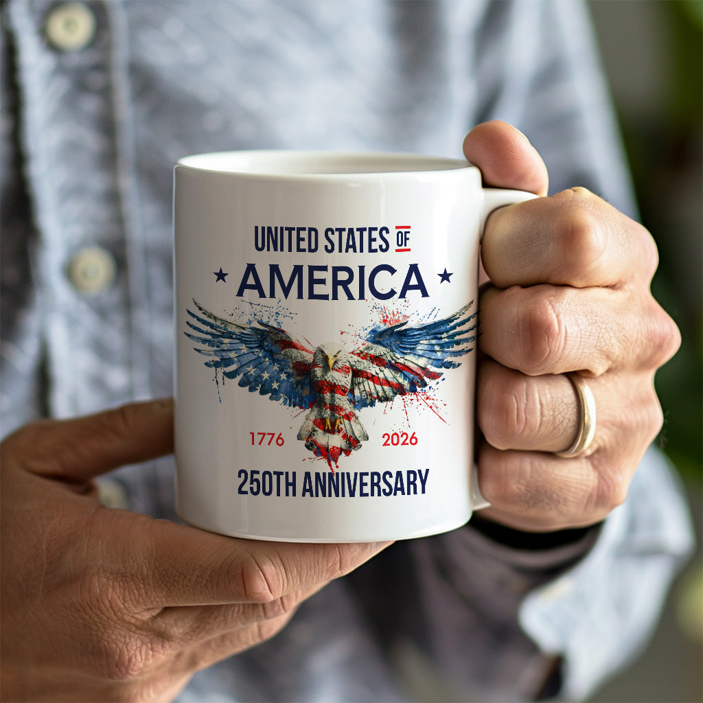 United States 250th Anniversary Mug, Patriotic Eagle Coffee Cup for America Freedom Celebration, USA Keepsake Gift