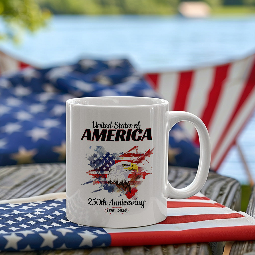 America 250th Anniversary Mug, Patriotic Eagle and Flag Coffee Cup for Fourth of July, 1776 2026 USA Gift