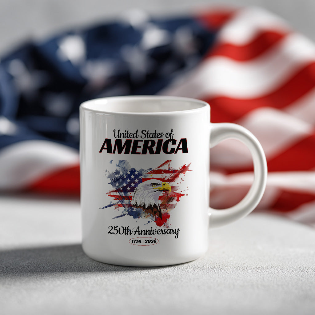 America 250th Anniversary Mug, Patriotic Eagle and Flag Coffee Cup for Fourth of July, 1776 2026 USA Gift