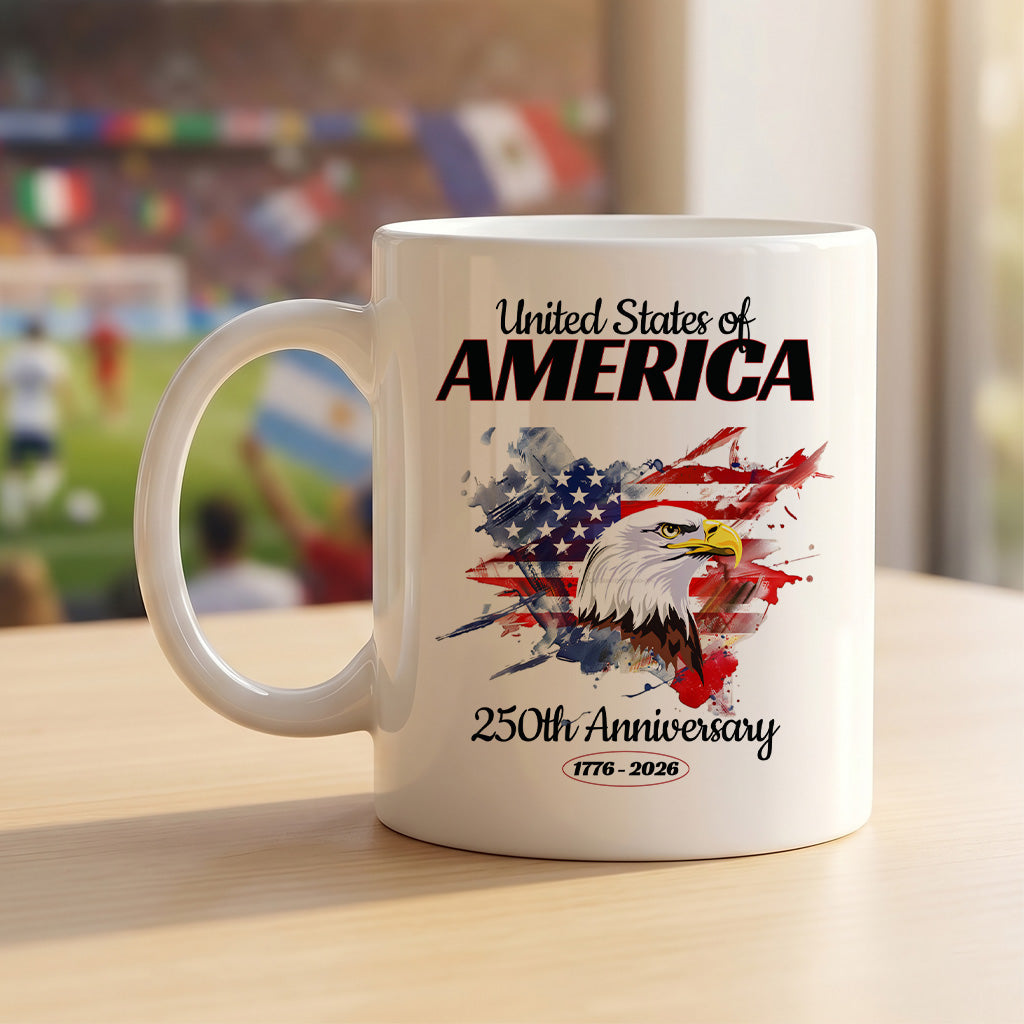 America 250th Anniversary Mug, Patriotic Eagle and Flag Coffee Cup for Fourth of July, 1776 2026 USA Gift
