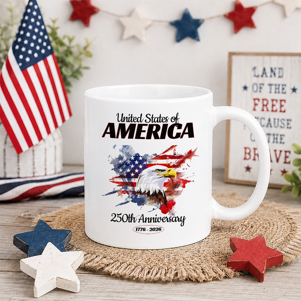 America 250th Anniversary Mug, Patriotic Eagle and Flag Coffee Cup for Fourth of July, 1776 2026 USA Gift