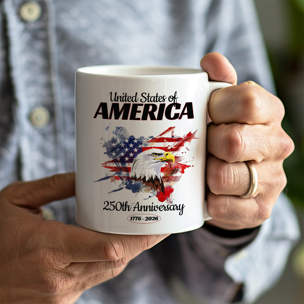 America 250th Anniversary Mug, Patriotic Eagle and Flag Coffee Cup for Fourth of July, 1776 2026 USA Gift