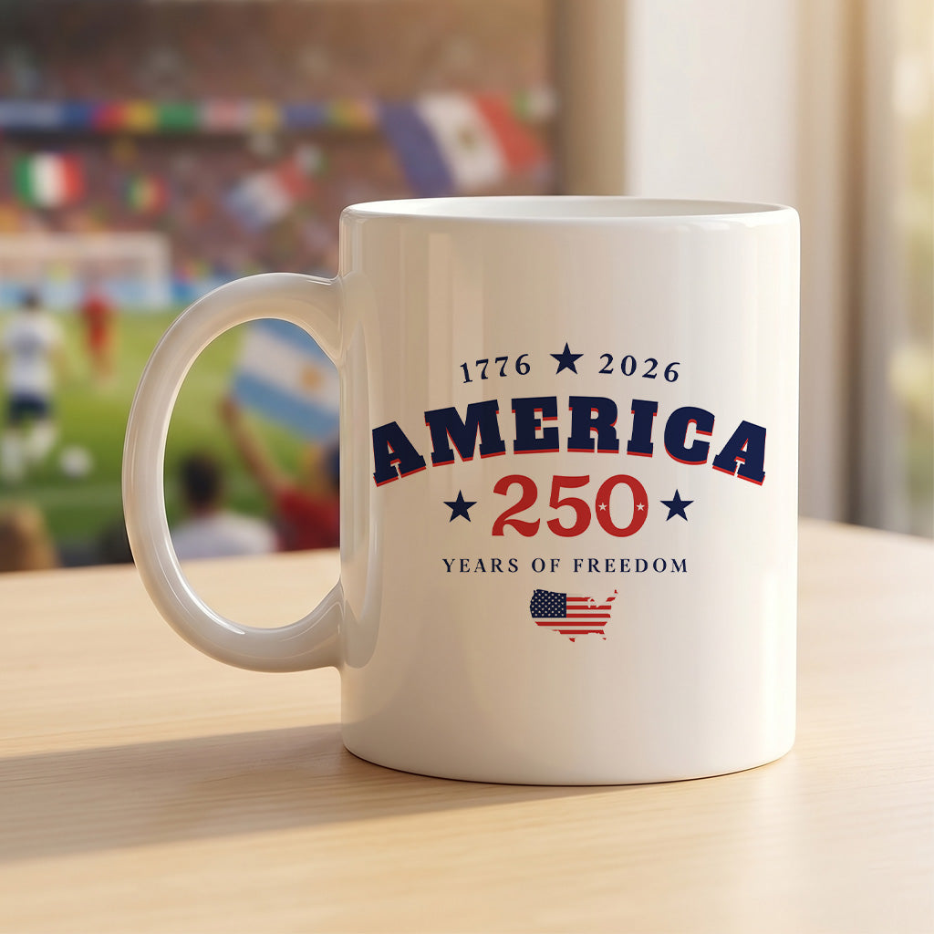America 250 Years Mug, Patriotic Map Coffee Cup for 1776 2026 Freedom Celebration, USA Anniversary Gift