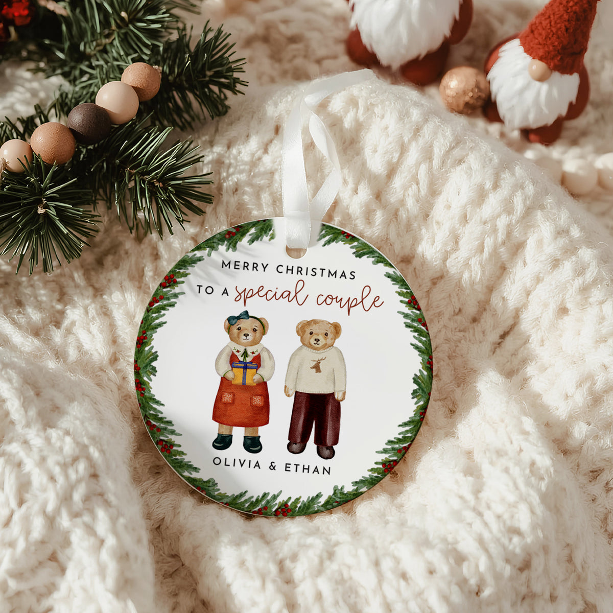Personalized Christmas Candle for Couples, Merry Christmas to a Special Couple, Keepsake Ornament & Gift Box