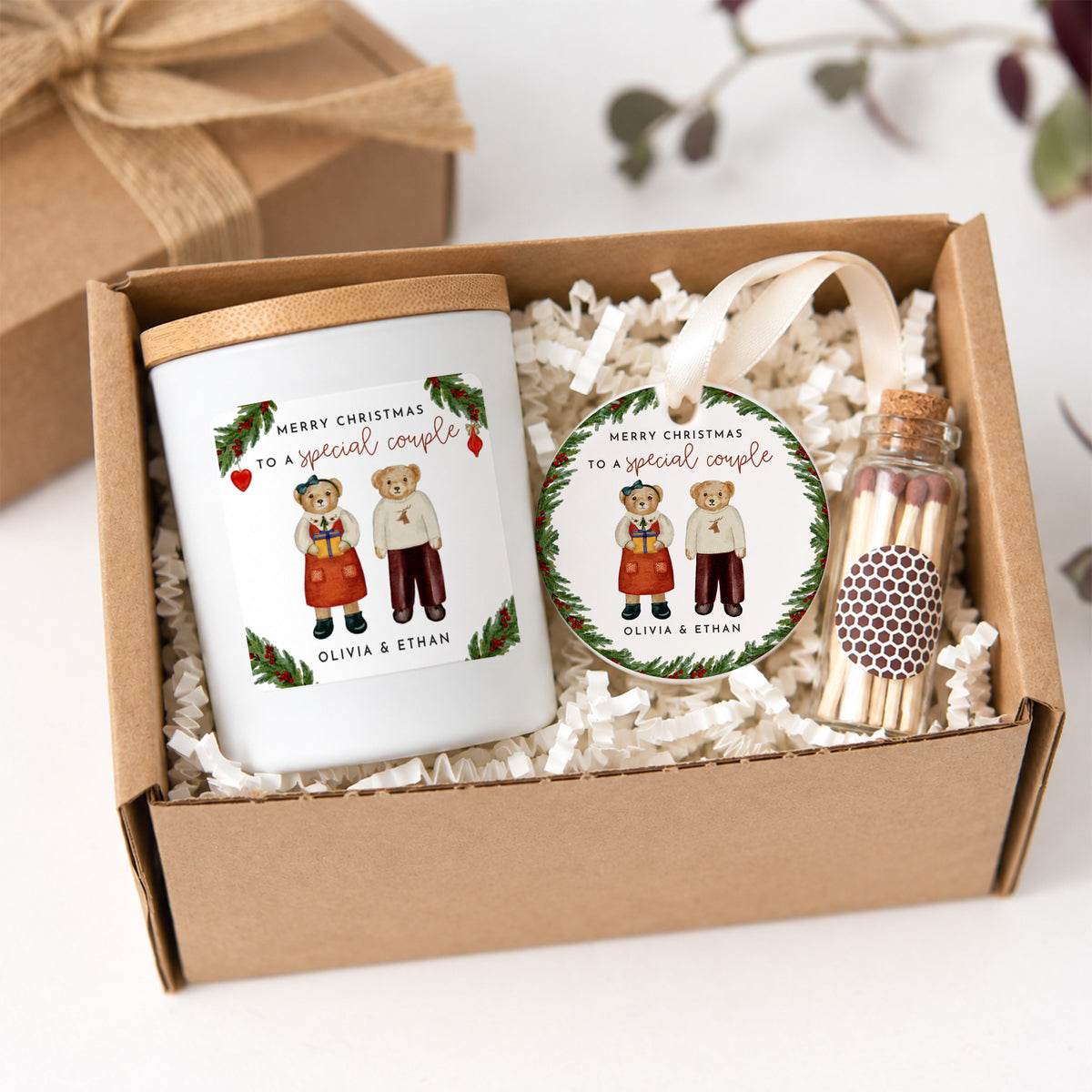 Personalized Christmas Candle for Couples, Merry Christmas to a Special Couple, Keepsake Ornament & Gift Box