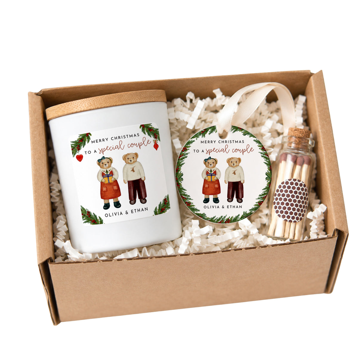 Personalized Christmas Candle for Couples, Merry Christmas to a Special Couple, Keepsake Ornament & Gift Box