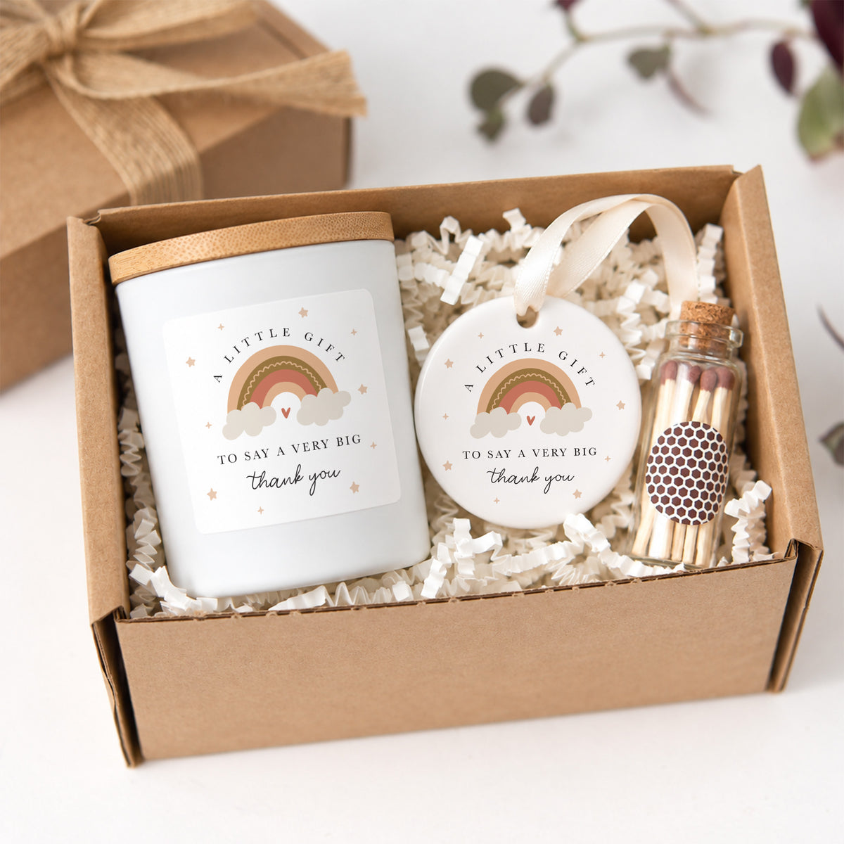 Candle Set, A Little Gift to Say a Very Big Thank You, Rainbow Keepsake Ornament in Gift Box for Appreciation