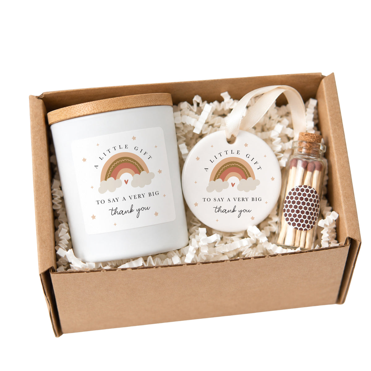 Candle Set, A Little Gift to Say a Very Big Thank You, Rainbow Keepsake Ornament in Gift Box for Appreciation