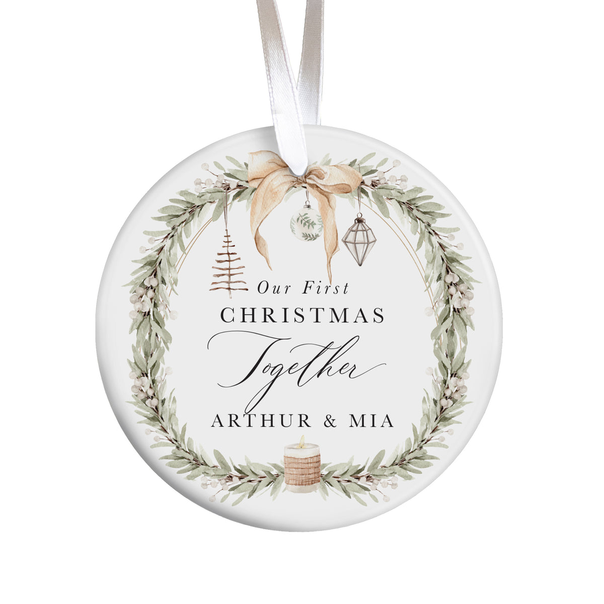 Our First Christmas Together Ornament, Personalized Couple Keepsake for a Romantic Holiday Tree Display