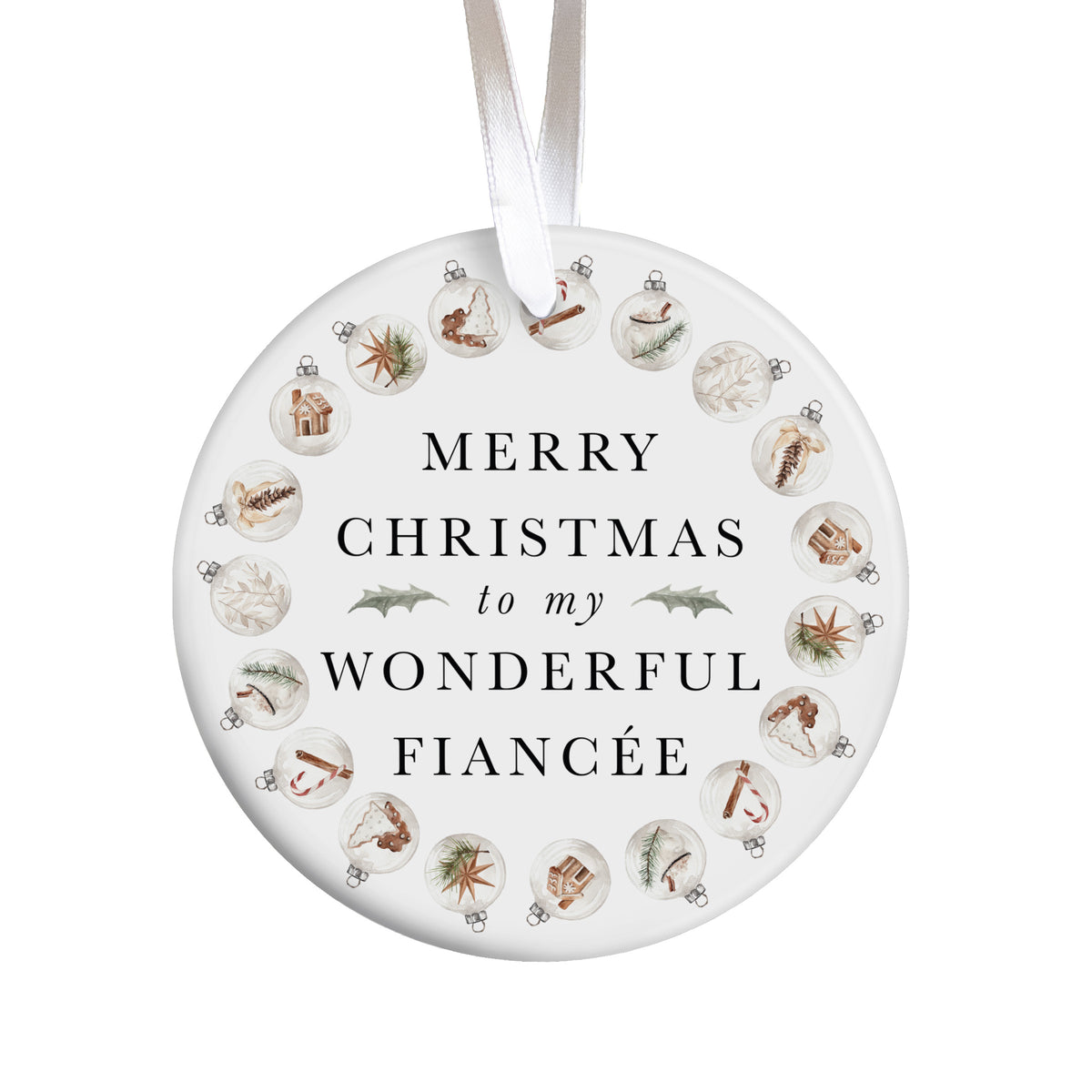 Wonderful Fiancée Christmas Ornament, Merry Christmas to My Fiancée Holiday Tree Gift for Engaged Couple