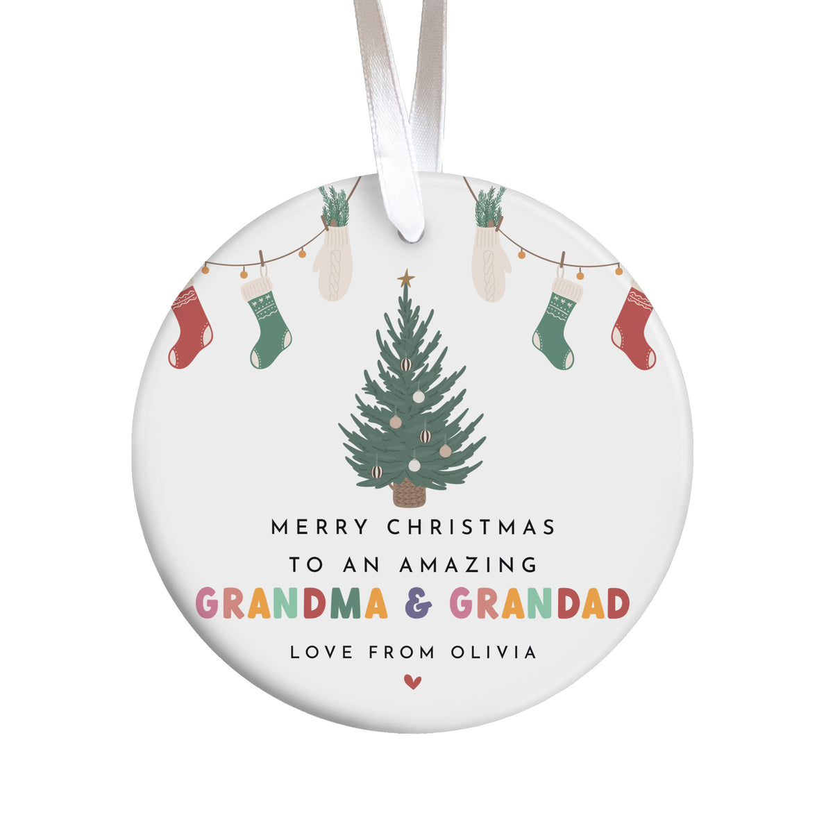 Amazing Grandma & Grandad Christmas Ornament, Merry Tree Keepsake for Holiday Gift From Grandchild Celebration