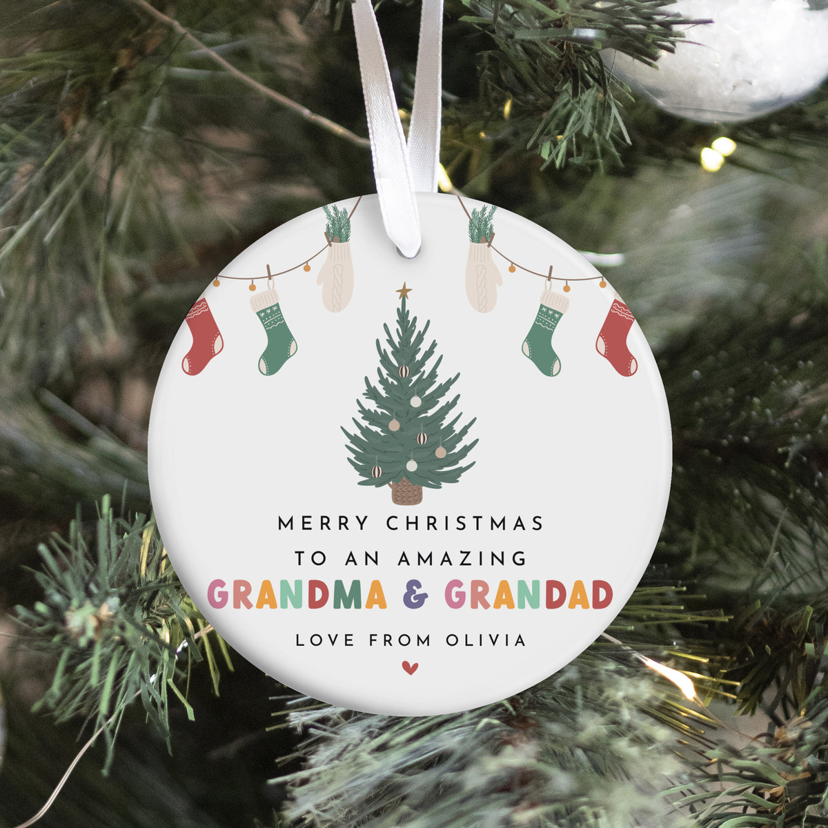 Amazing Grandma & Grandad Christmas Ornament, Merry Tree Keepsake for Holiday Gift From Grandchild Celebration