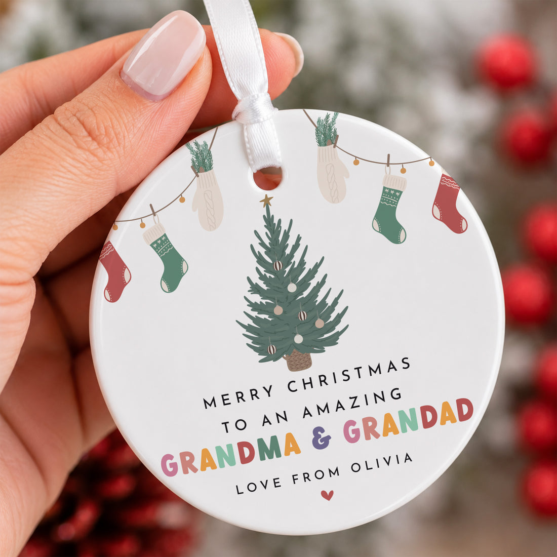 Amazing Grandma & Grandad Christmas Ornament, Merry Tree Keepsake for Holiday Gift From Grandchild Celebration