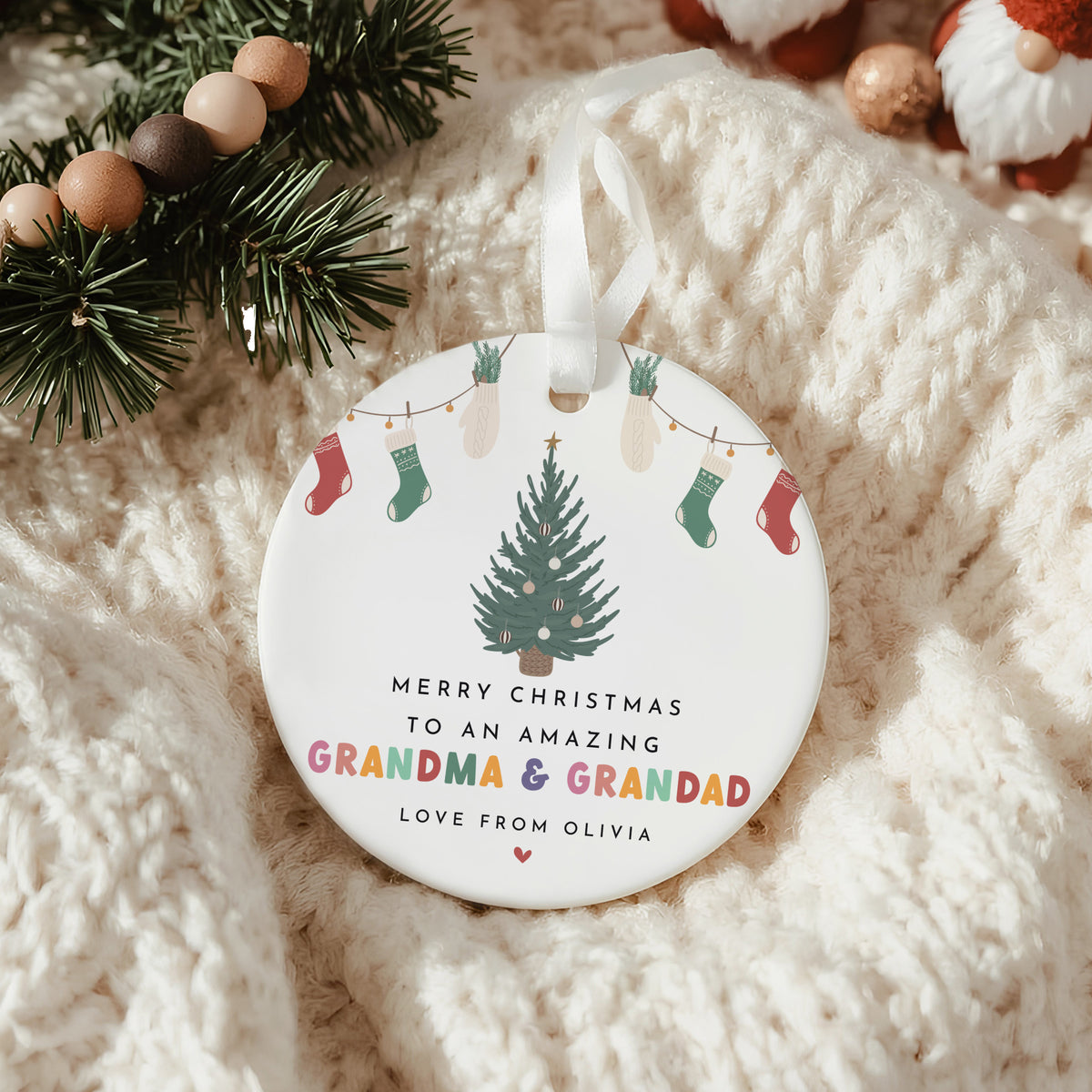 Amazing Grandma & Grandad Christmas Ornament, Merry Tree Keepsake for Holiday Gift From Grandchild Celebration