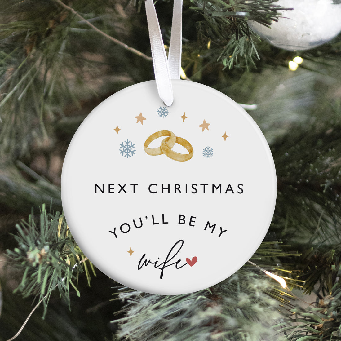 Next Christmas You'll Be My Wife Ornament; Engaged Couple Wedding Announcement Keepsake, Bridal Holiday Gift