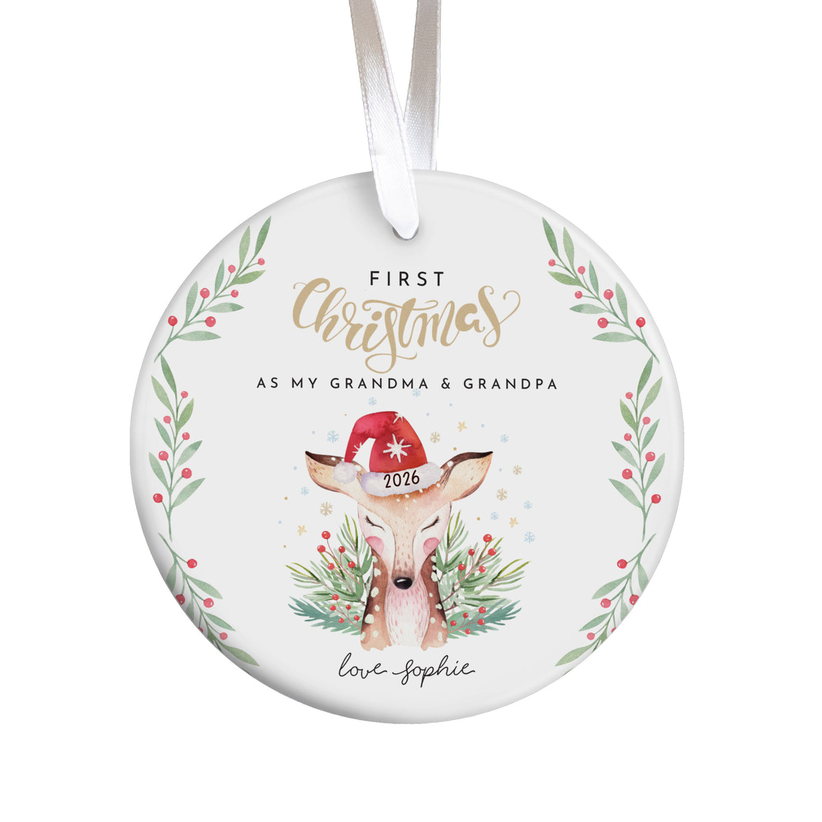 First Christmas as My Grandma & Grandpa Ornament, 2026 Deer Keepsake, Grandparents Gift From Granddaughter