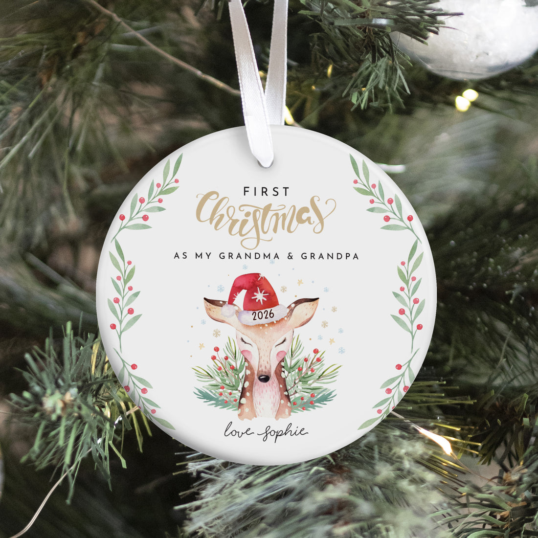 First Christmas as My Grandma & Grandpa Ornament, 2026 Deer Keepsake, Grandparents Gift From Granddaughter