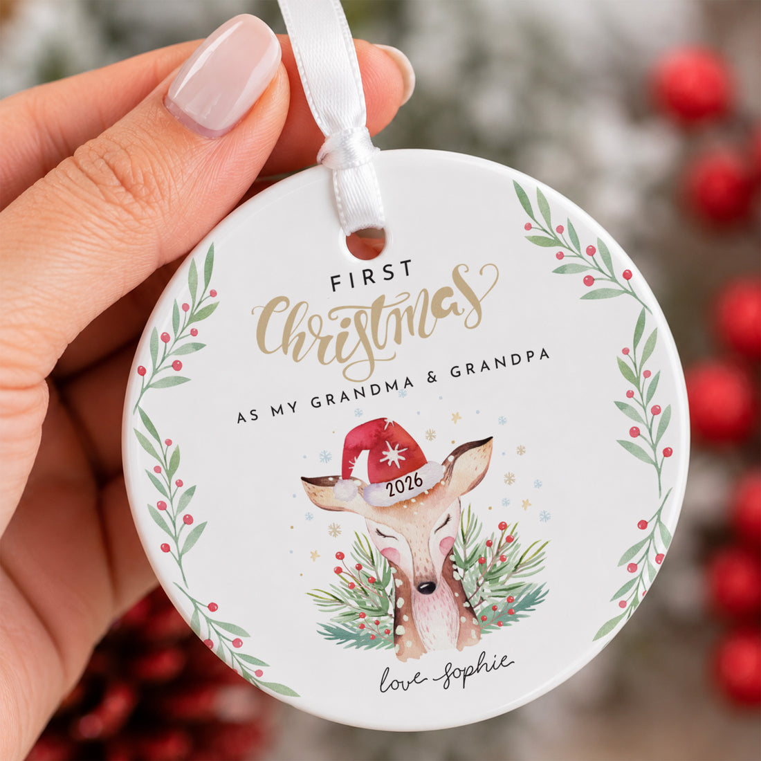 First Christmas as My Grandma & Grandpa Ornament, 2026 Deer Keepsake, Grandparents Gift From Granddaughter