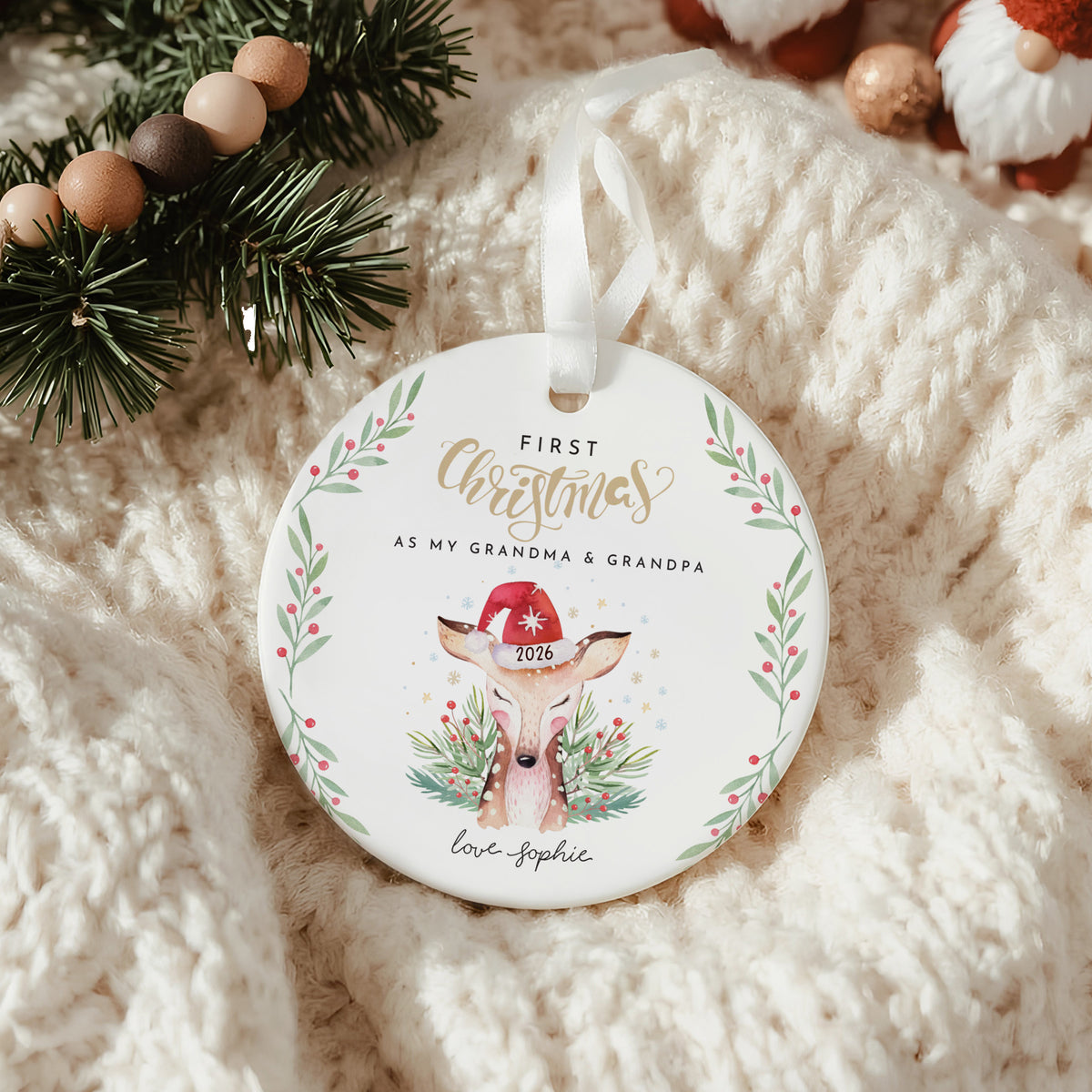 First Christmas as My Grandma & Grandpa Ornament, 2026 Deer Keepsake, Grandparents Gift From Granddaughter