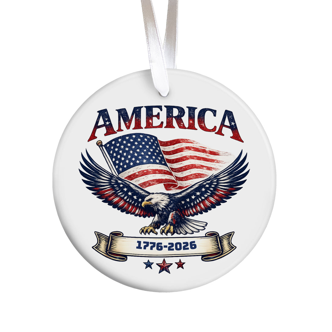 America 1776-2026 Eagle Flag Ornament, Patriotic Keepsake for Independence Day, Christmas Tree Display, History Lover Gift