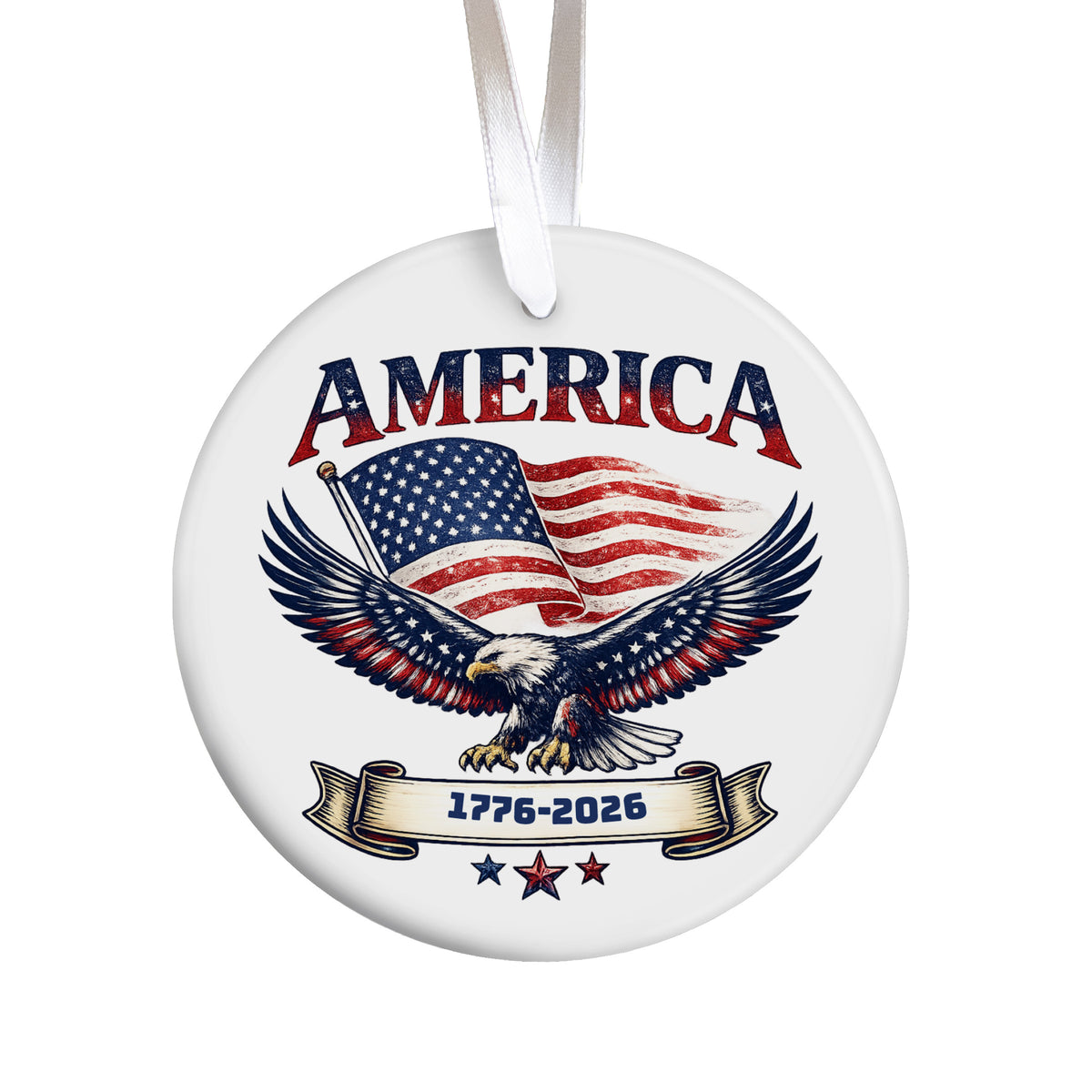 America 1776-2026 Eagle Flag Ornament, Patriotic Keepsake for Independence Day, Christmas Tree Display, History Lover Gift