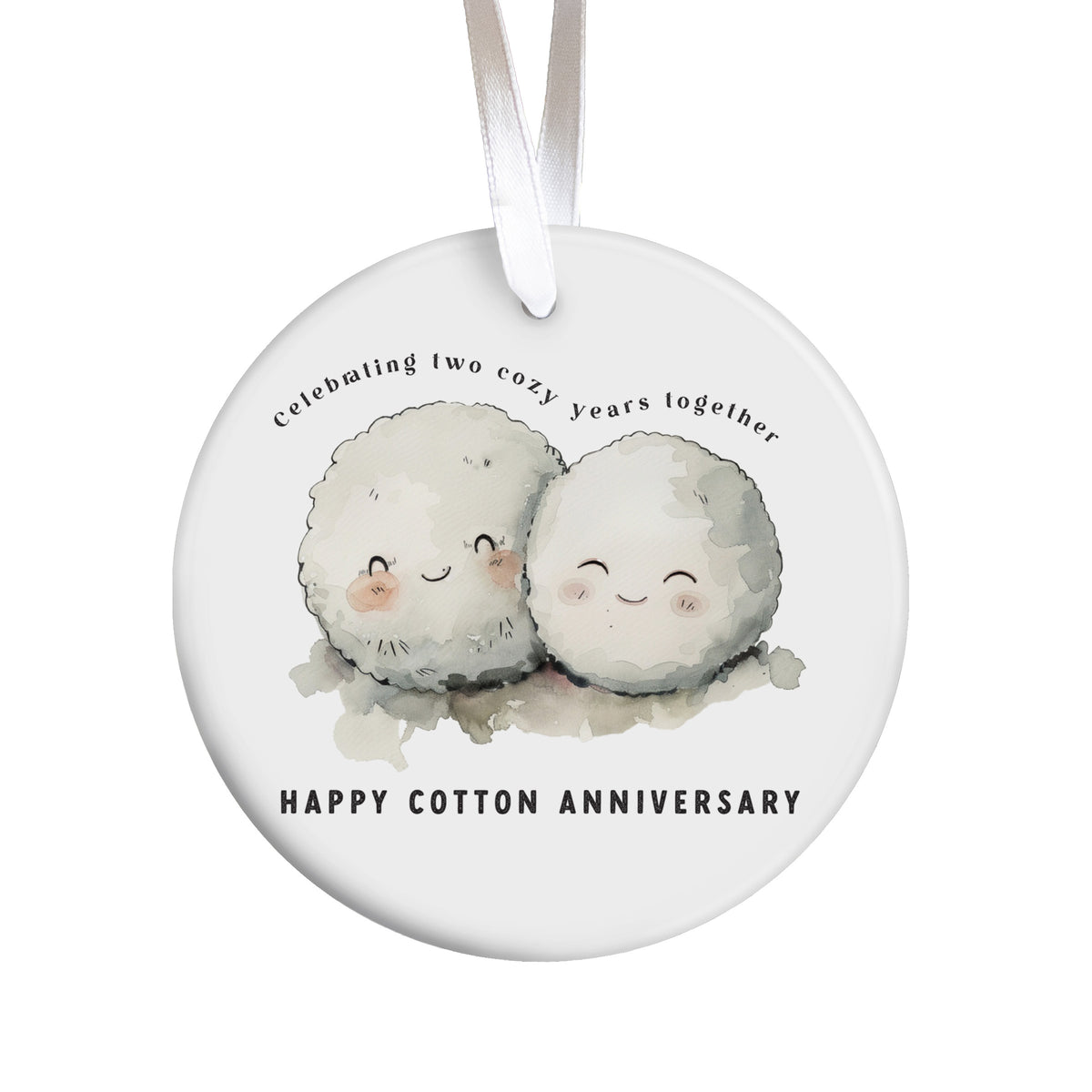 Cotton Anniversary Ornament, Two Cozy Years Together Keepsake for Couples, Second Wedding Anniversary Gift