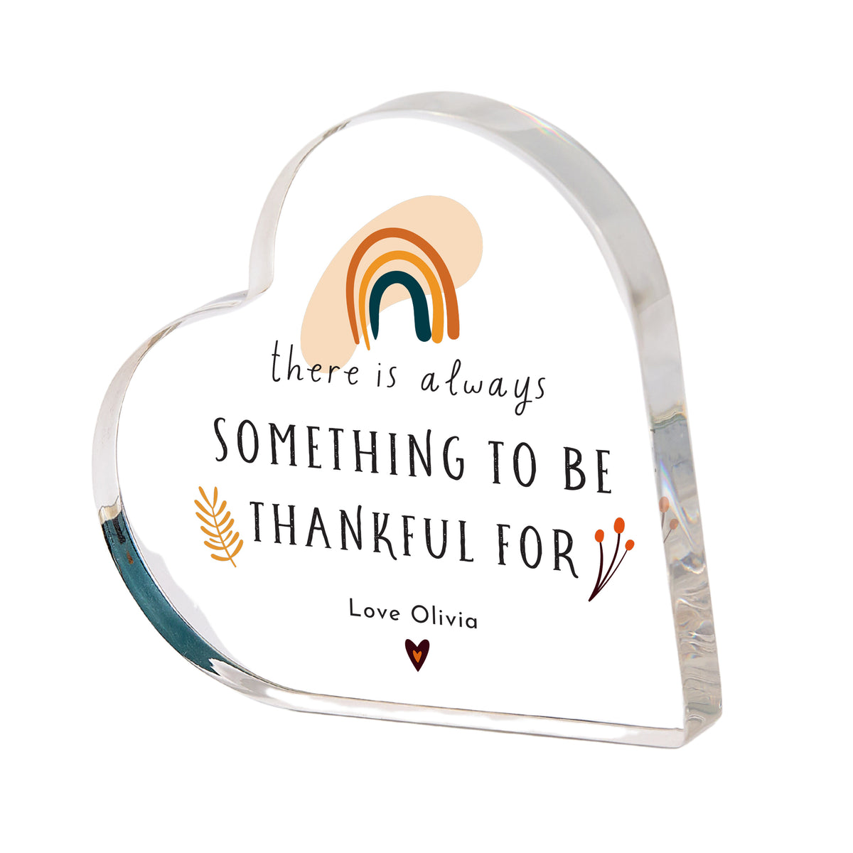 Thankful Quote Acrylic Plaque, Personalized Rainbow Keepsake with There Is Always Something to Be Thankful For Message