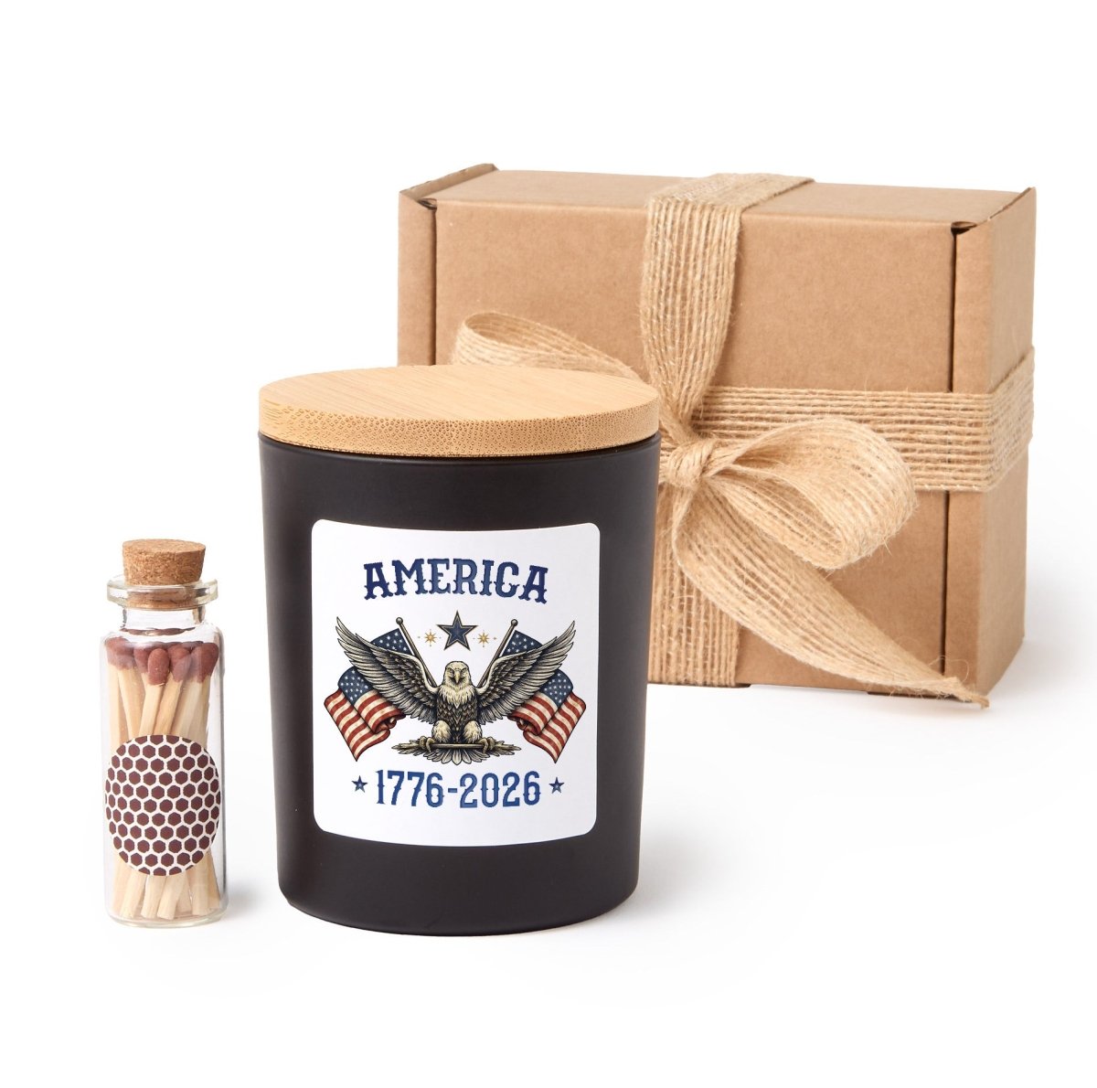 America 1776 - 2026 Candle, Patriotic Flag Eagle Gift, USA 250th Celebration Decor With Gift Box